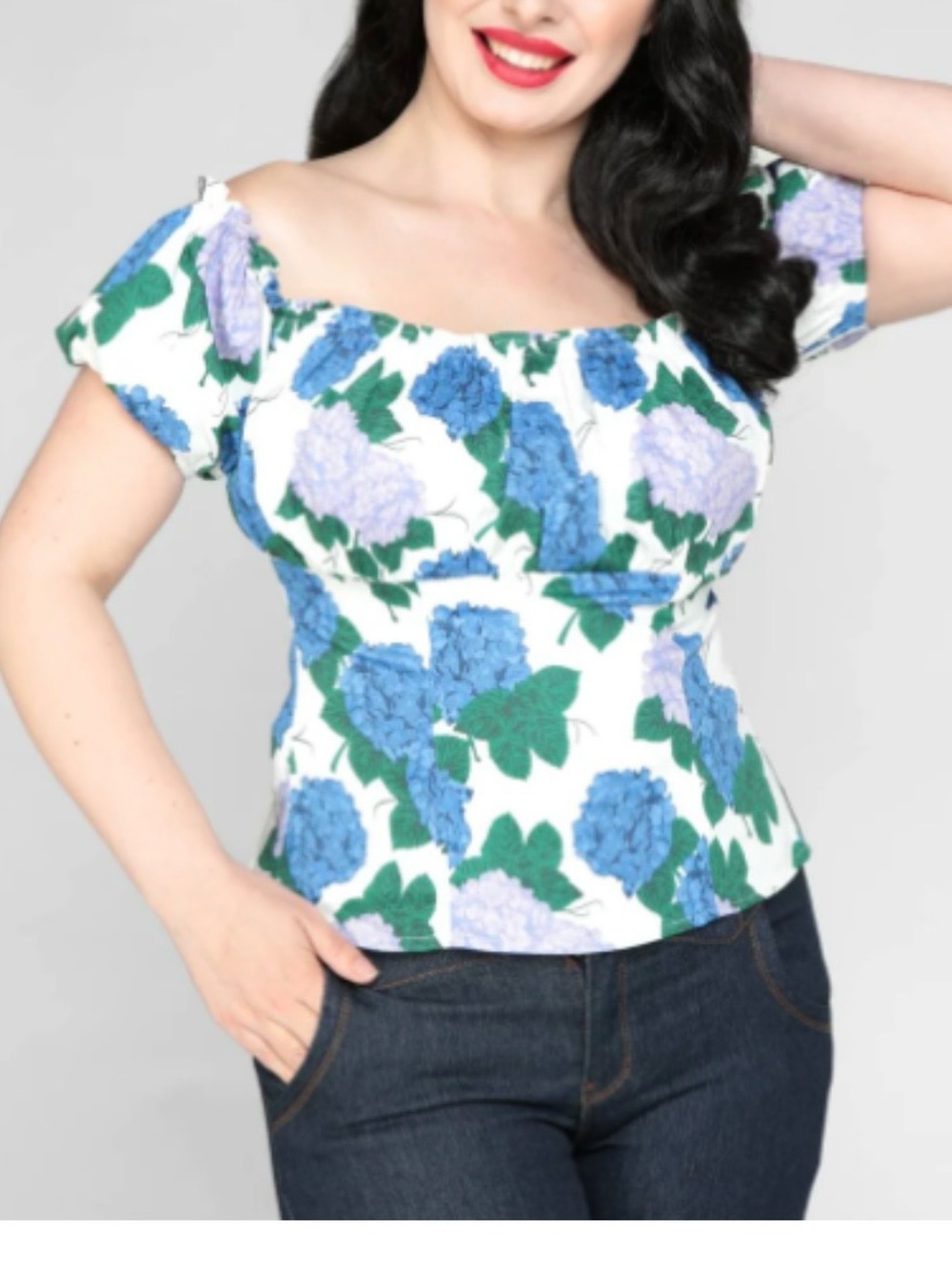Collectif Floral Off-Shoulder Puff Sleeve Top
